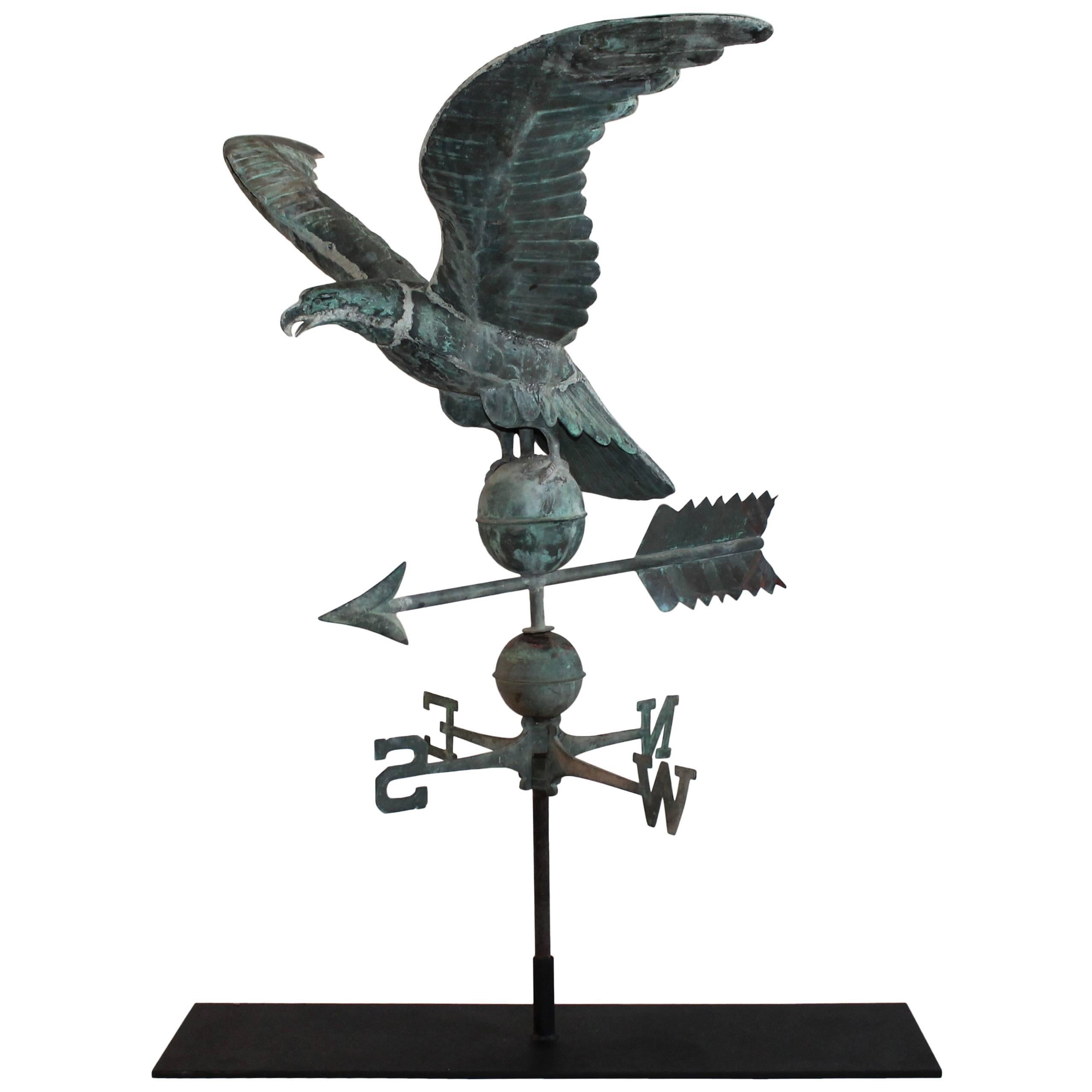 19th Century Monumental Full Body Eagle Weather Vane with Custom Iron Mount