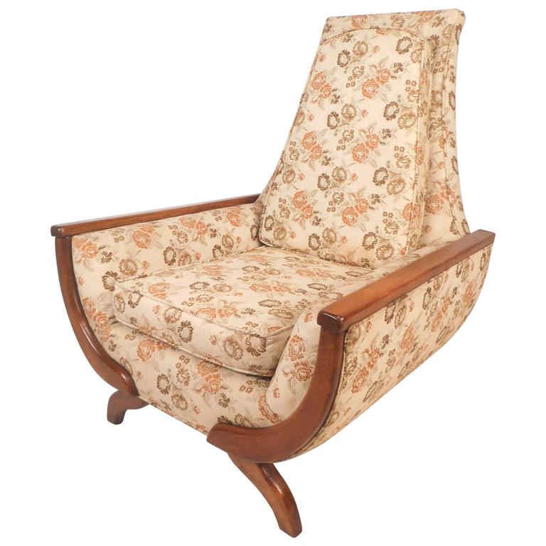 Mid-Century Modern High Back Lounge Chair in the Style of Adrian