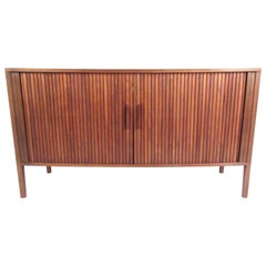 Mid-Century Modern Tambour Credenza