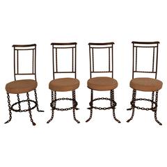 Set of Four Iron Chainlink Garden Chairs 1