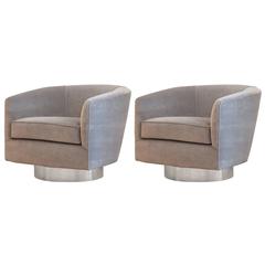 Pair of Milo Baughman Bucket Swivel Chairs