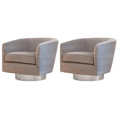 Pair of Milo Baughman Bucket Swivel Chairs 8