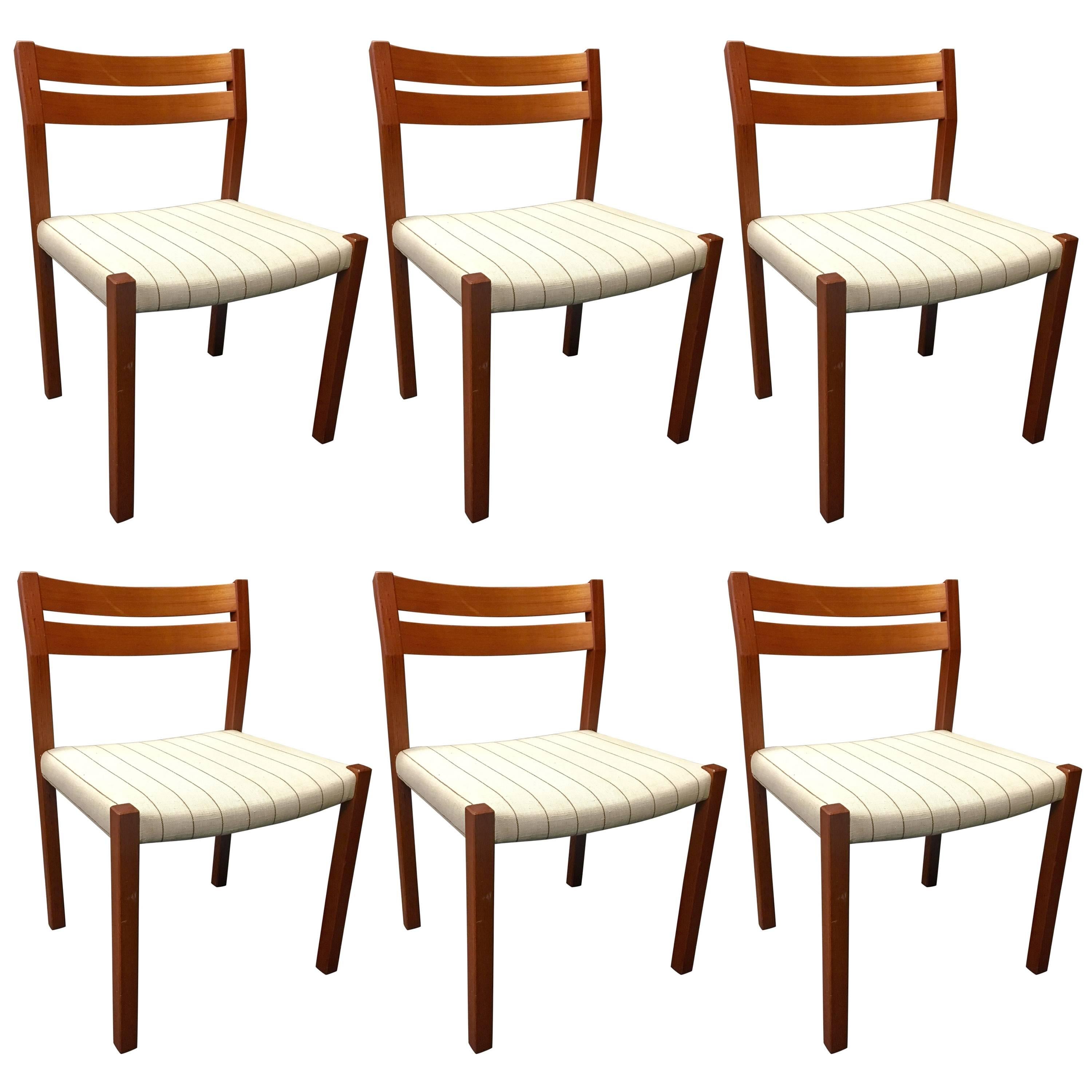Set of Six Danish Modern Dining Chairs in Solid Teak Attributed to Niels Moller
