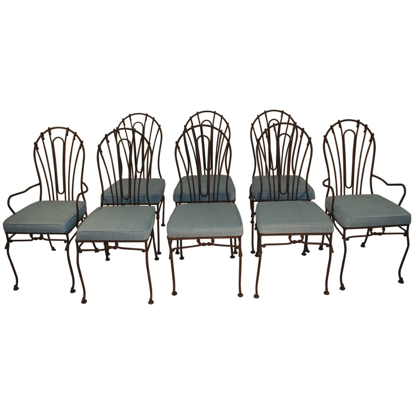 Set of Eight Indoor or Outdoor Wrought Iron Chairs