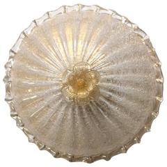 Barovier Murano Floral Glass Ceiling Flush Mount Light with Gold Inclusions