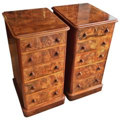 19th Century Burr Walnut Bedside Cabinets