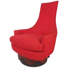 Mid-Century Modern High Back Swivel Lounge Chair by Rowe