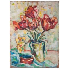 French 20th Century Floral Oil Painting