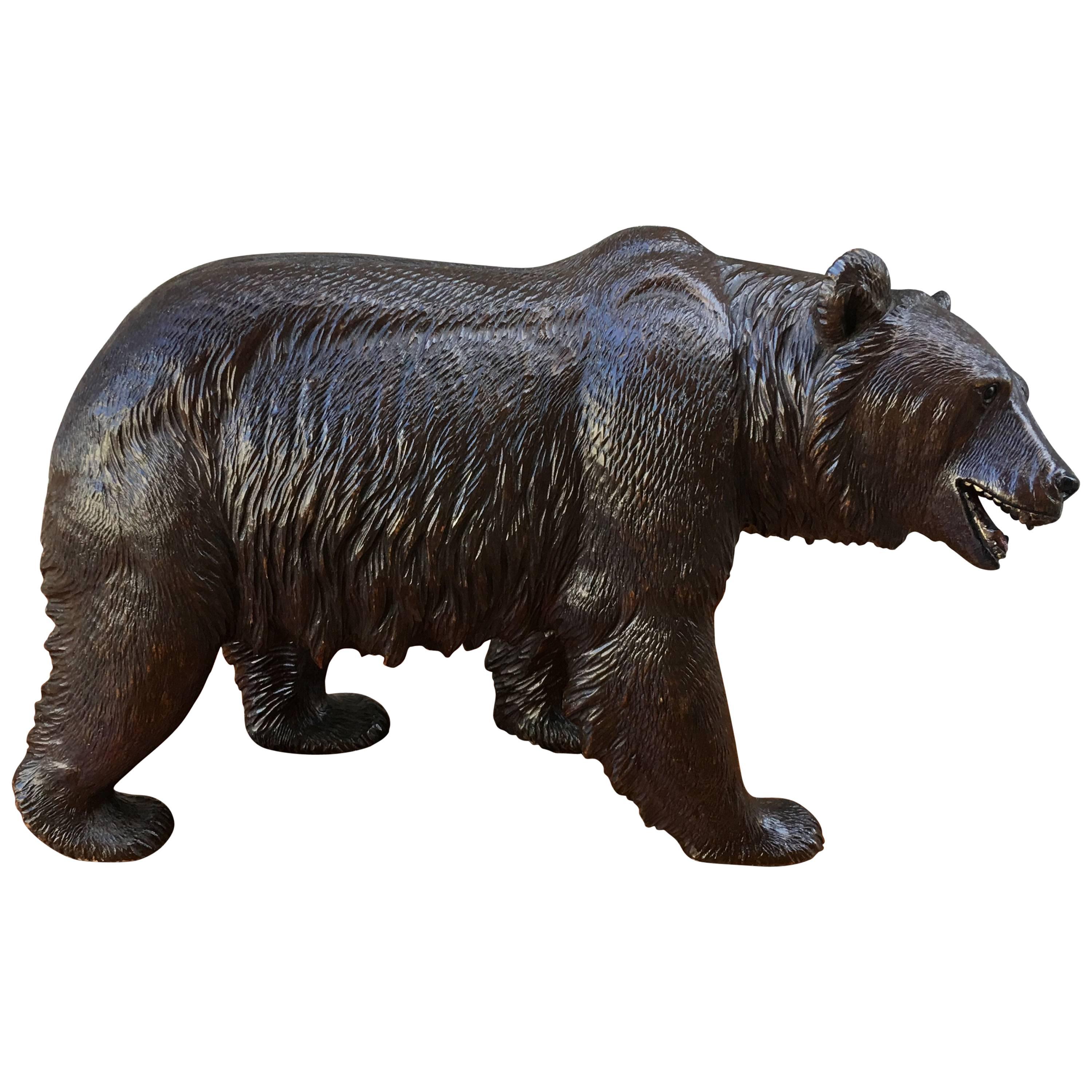 Carved Swiss Early 20th Century Bear For Sale
