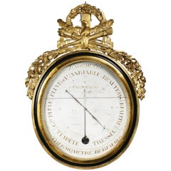 Louis XVI Giltwood and Ebonized Barometer