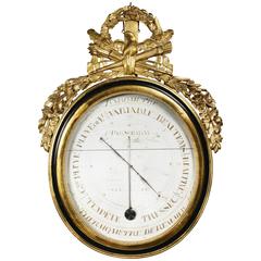 Louis XVI Giltwood and Ebonized Barometer 12