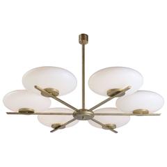 Murano Glass and Brass Chandelier, circa 1960