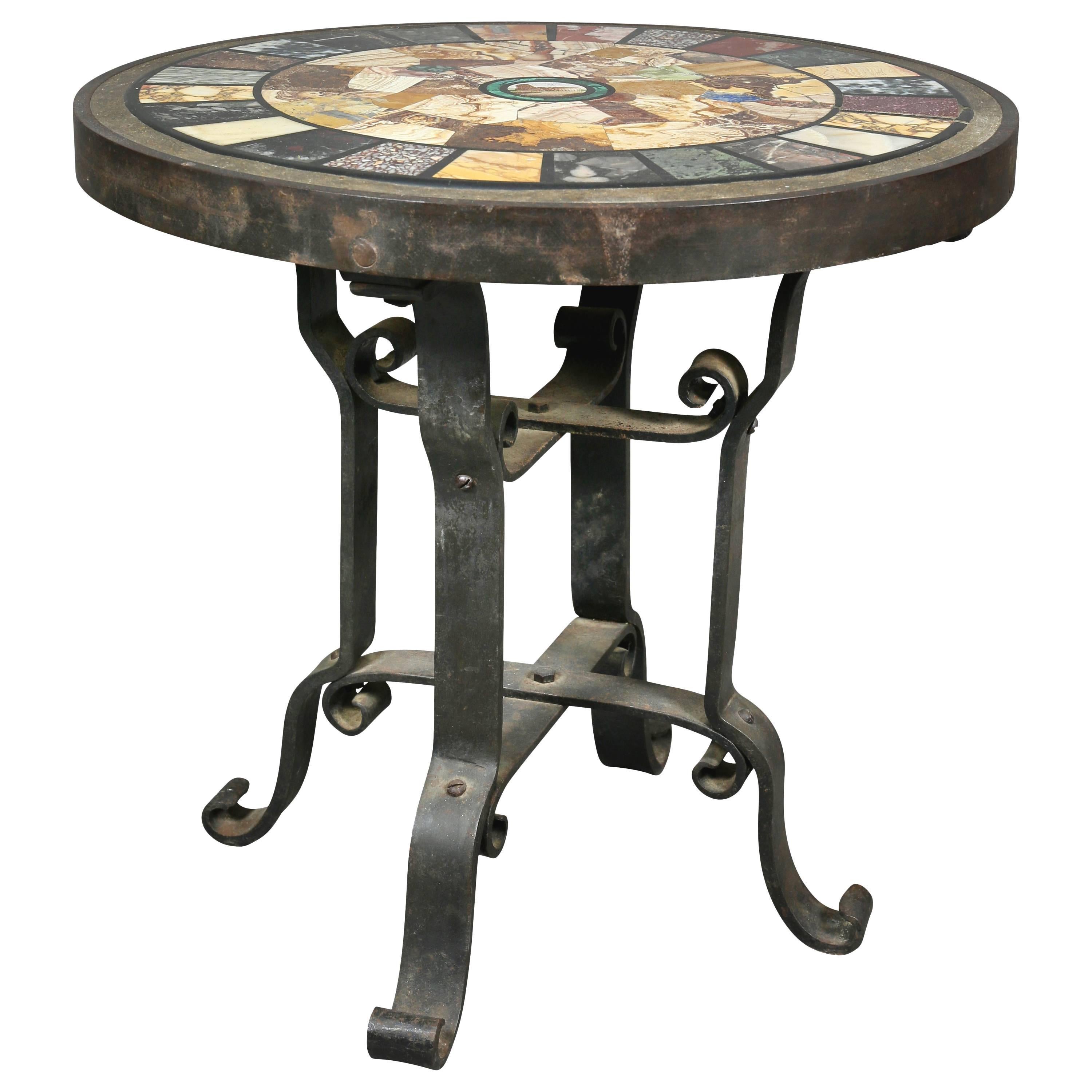 Table d'appoint italienne en micro-mosaïque et marbre spécimen