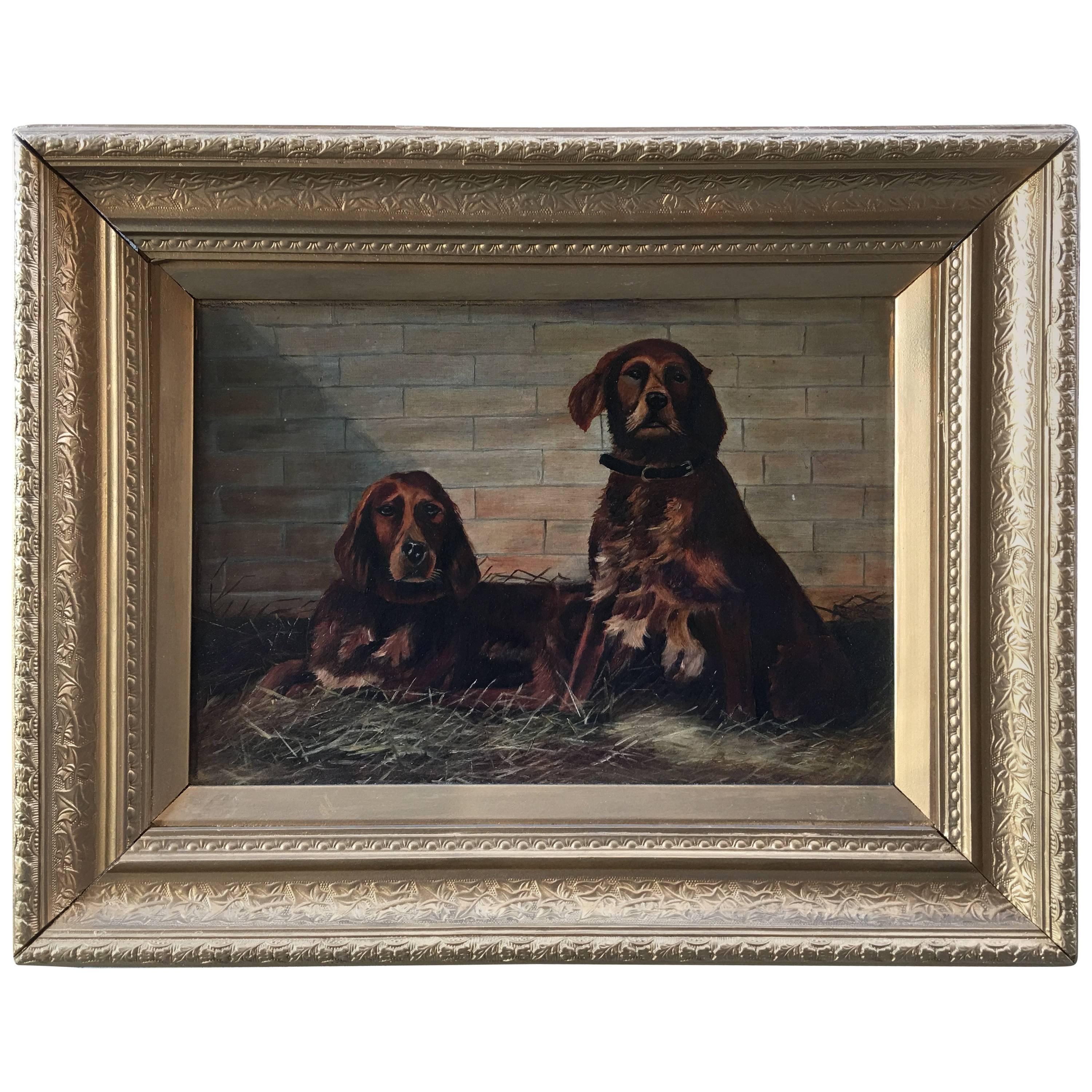 Oil on Canvas Unsigned, Dogs at Rest Early 20th Century