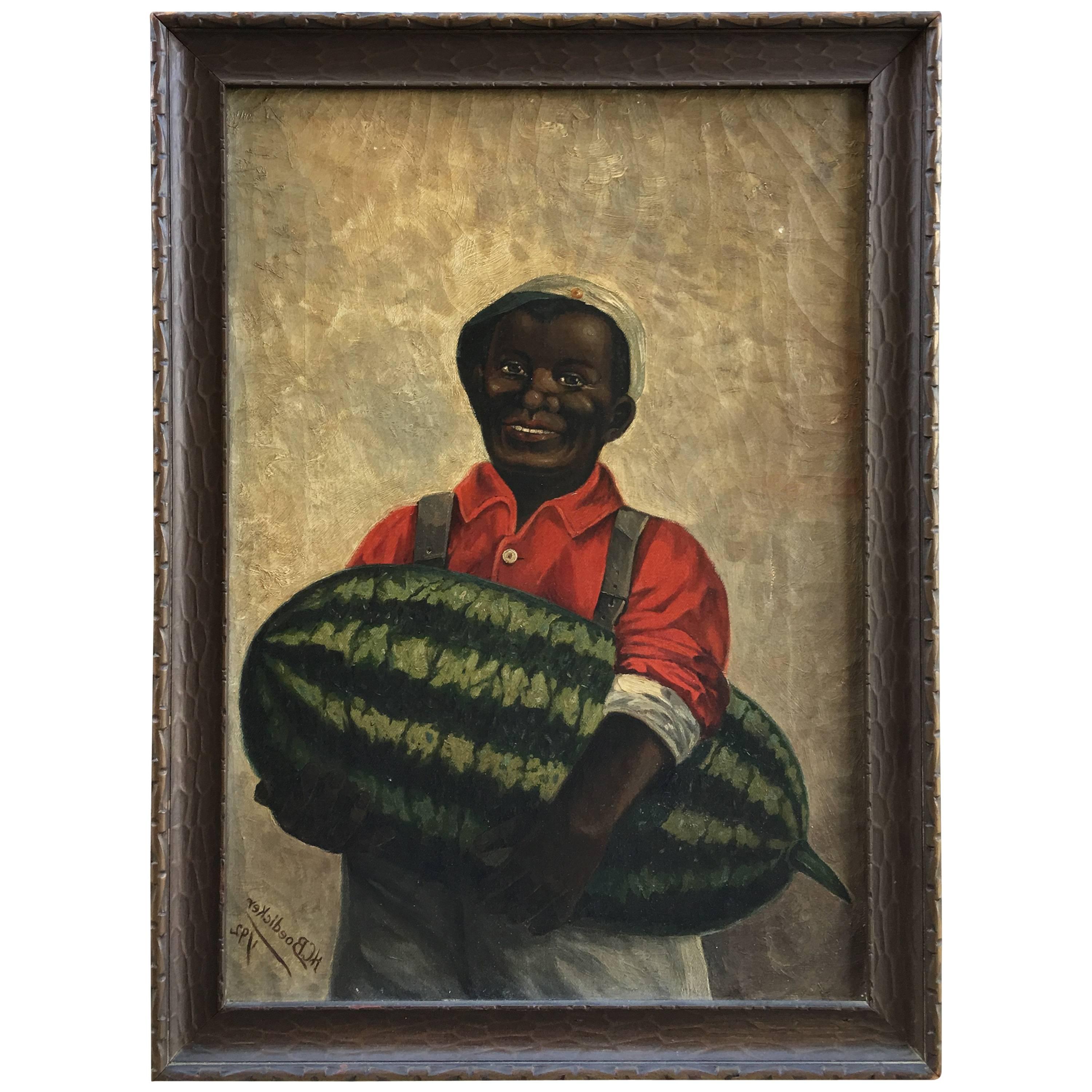 Oil on Panel "Man with Prize Winning Watermelon"
