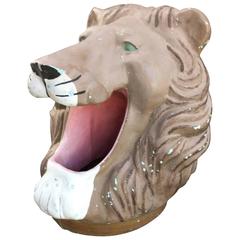 Whimsical Fiberglass Oversized Lion Head with Large Open Mouth, 20th Century