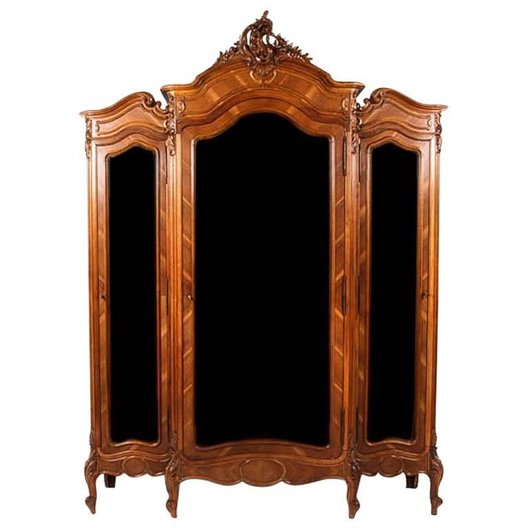 Antique Three-Door Louis XV-Style Armoire