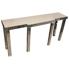 Venetian Engraved Mirrored Console
