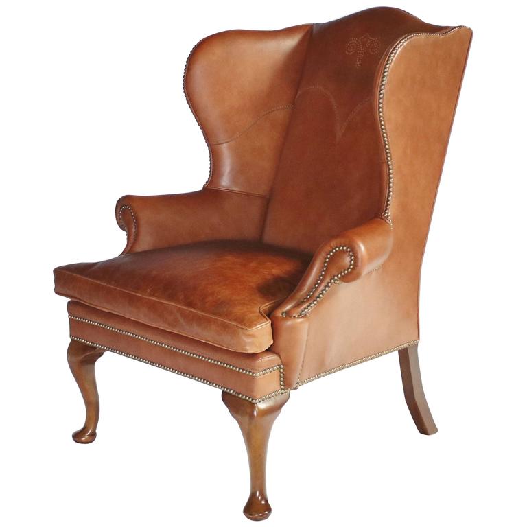 Ralph Lauren Leather Wingback Chair At 1stdibs