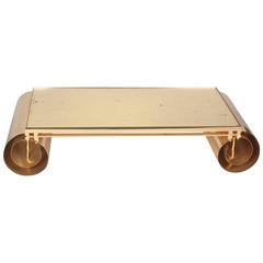 Bronze Gold Leaf Coffee Table with Scroll Ends, French, 1970s 5