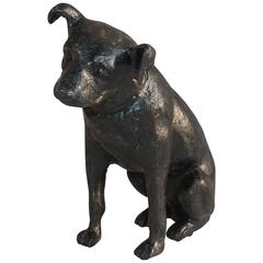 Retro Monumental Sculpture Cast Iron Painted Dog