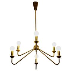 Brass Chandelier, Robert Caillat, circa 1955 1