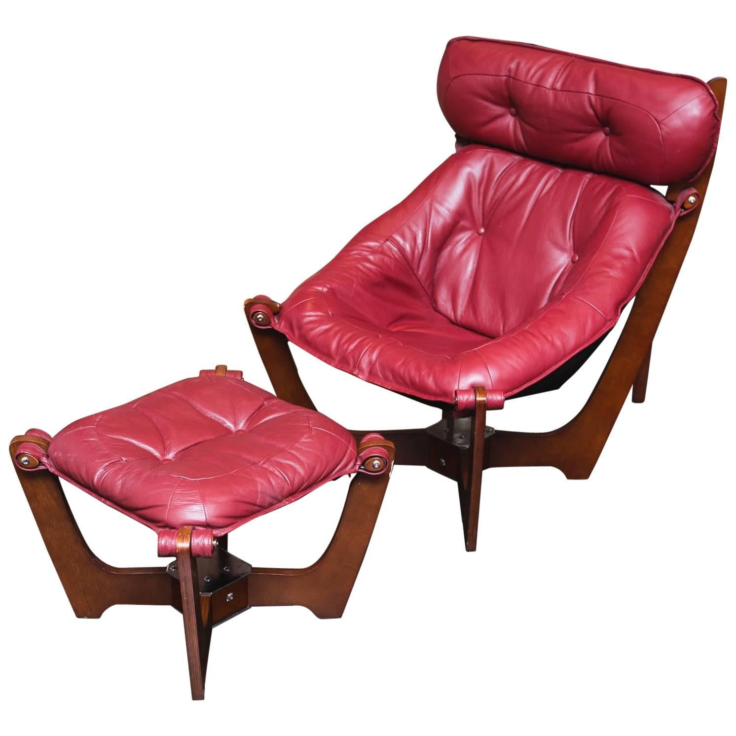 Luna HB Leather Chair and Ottoman by IMG, Norway