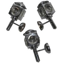 Wall Sconces in Chrome Metal and Glass Lens, 1970s 2