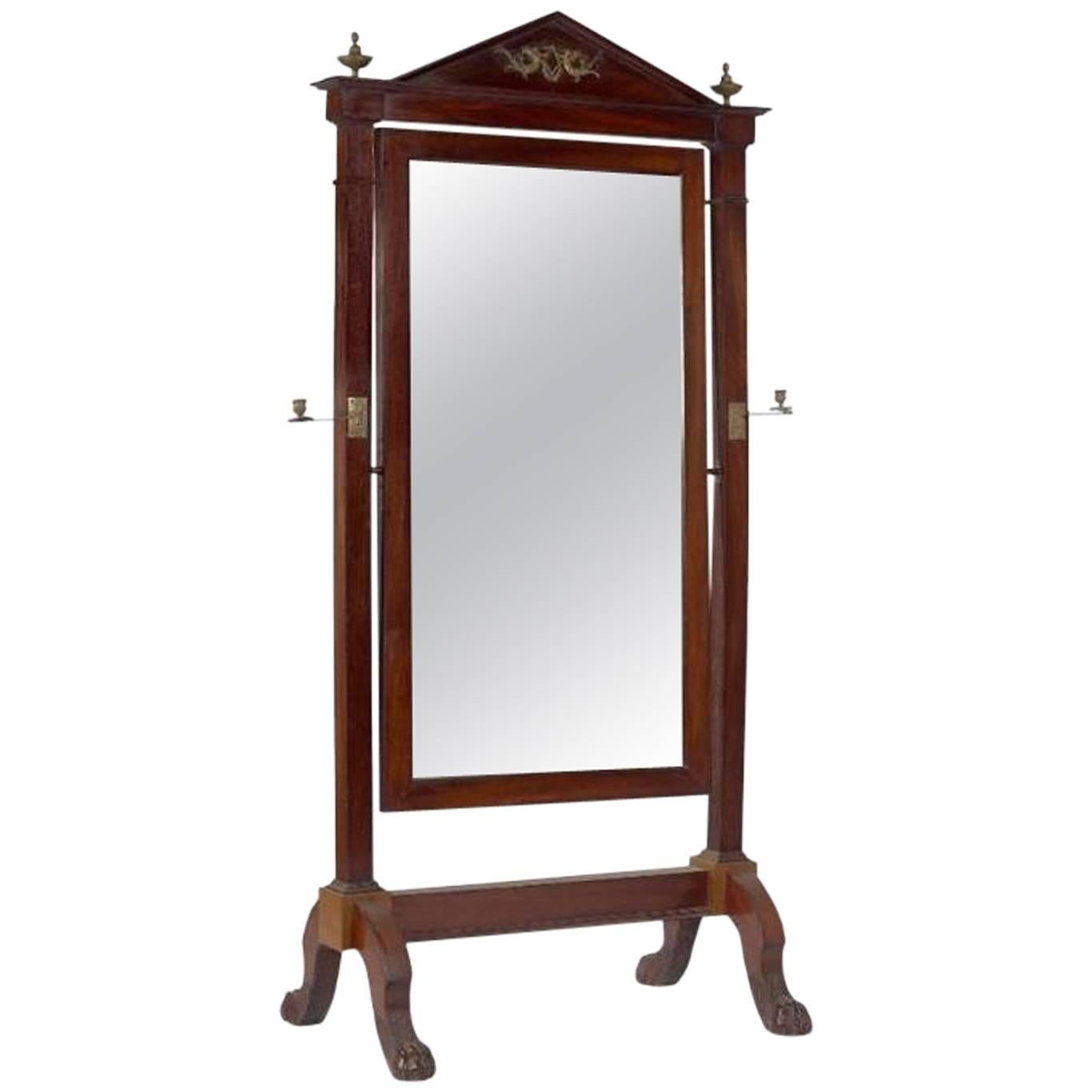 19th Century Empire Period Mahogany Mirror, Type "Psychee" For Sale