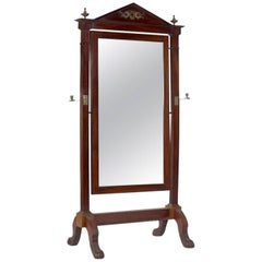 Antique 19th Century Empire Period Mahogany Mirror, Type "Psychee"