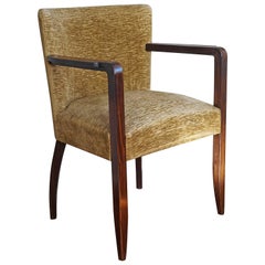 Stunning and Hand-Crafted Solid Macassar Ebony Art Deco Armchair or Desk Chair