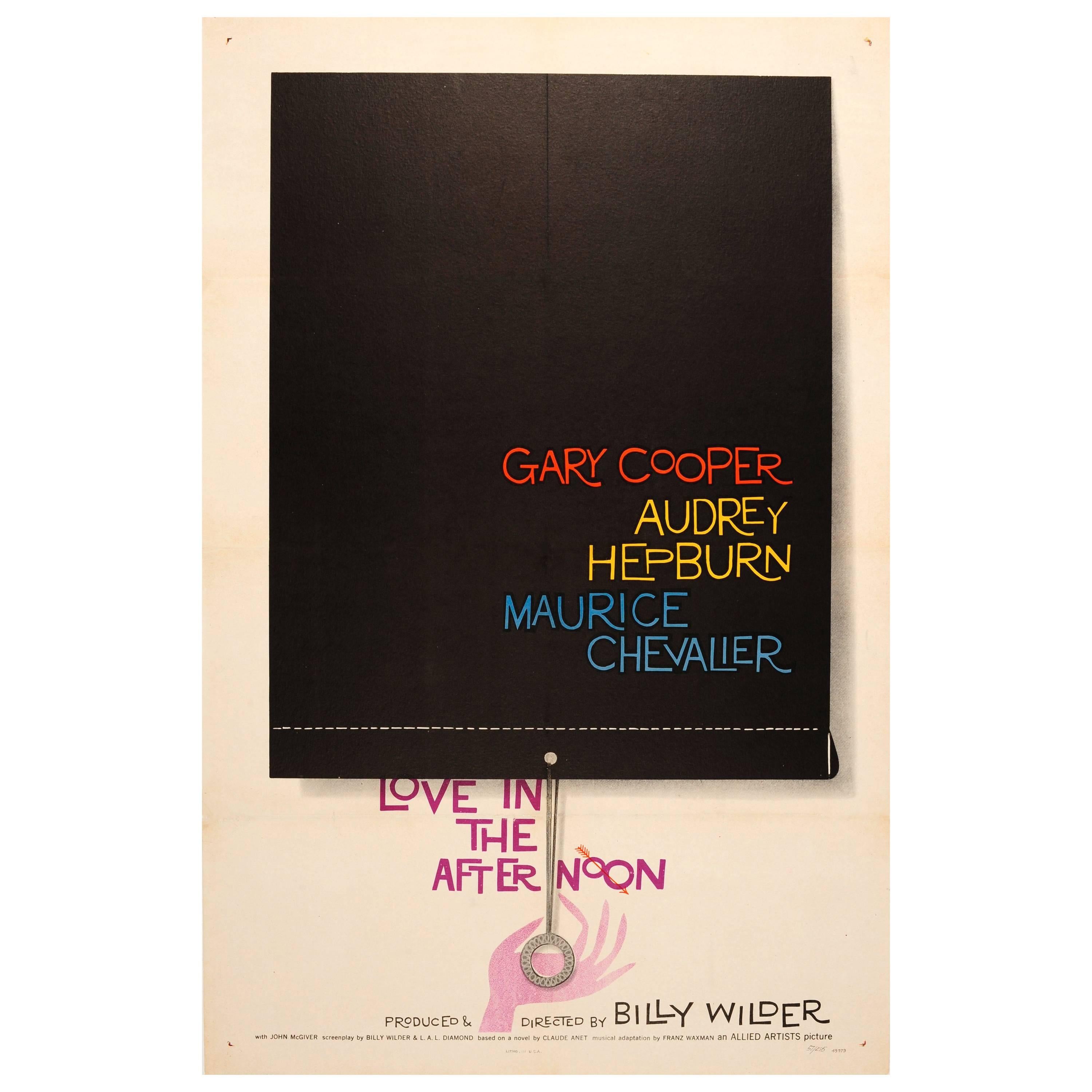 Original Vintage-Filmplakat „Love In The Afternoon“, Gary Cooper & Audrey Hepburn, Original
