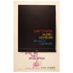 Original Vintage Movie Poster Love In The Afternoon Gary Cooper & Audrey Hepburn