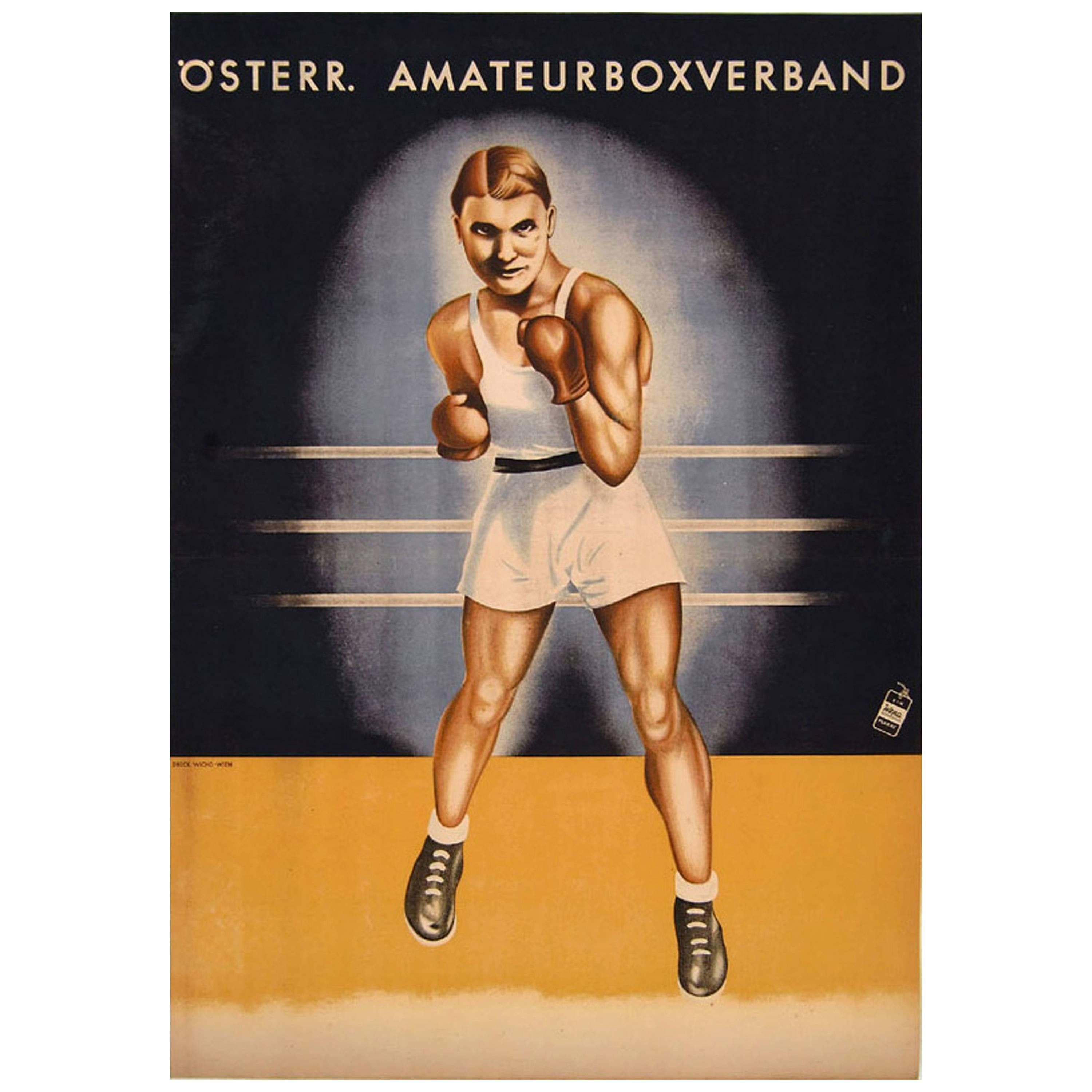 Original Vintage Sport Poster for an Amateur Boxing Competition