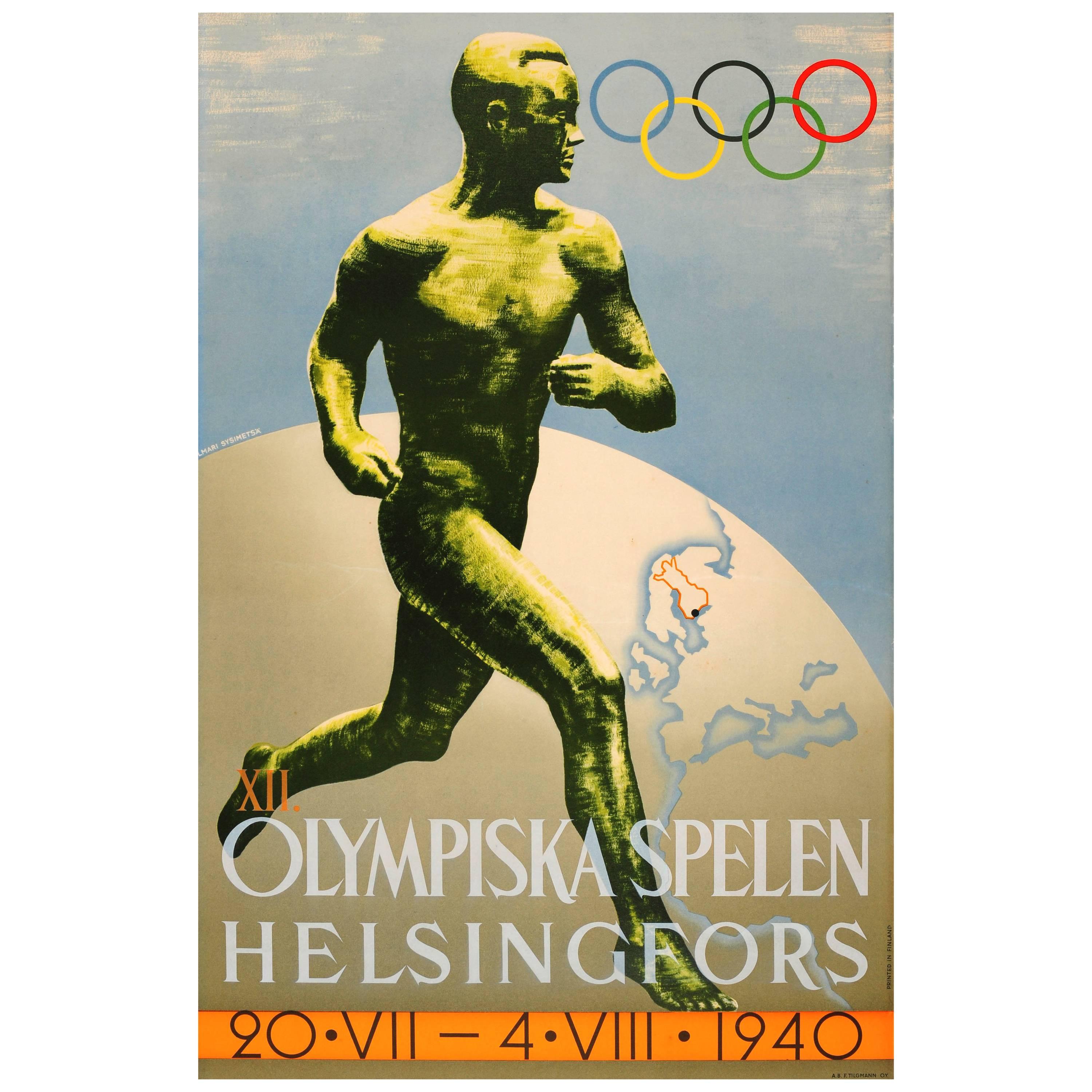Original Vintage Olympics Sport Poster For The 1940 Summer Olympic Games Finland