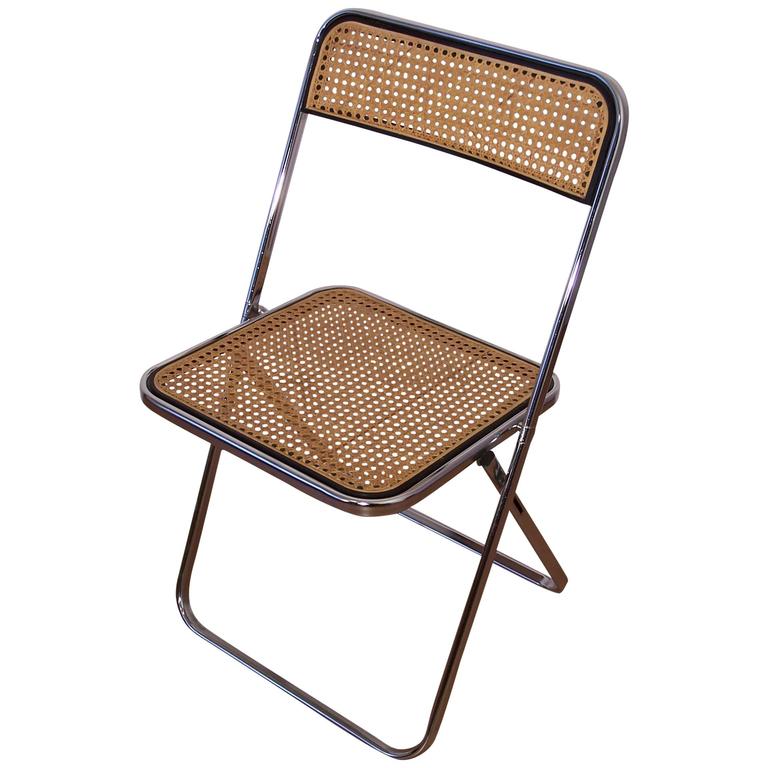 Castelli Style Chrome Folding Chair and Cane at 1stDibs