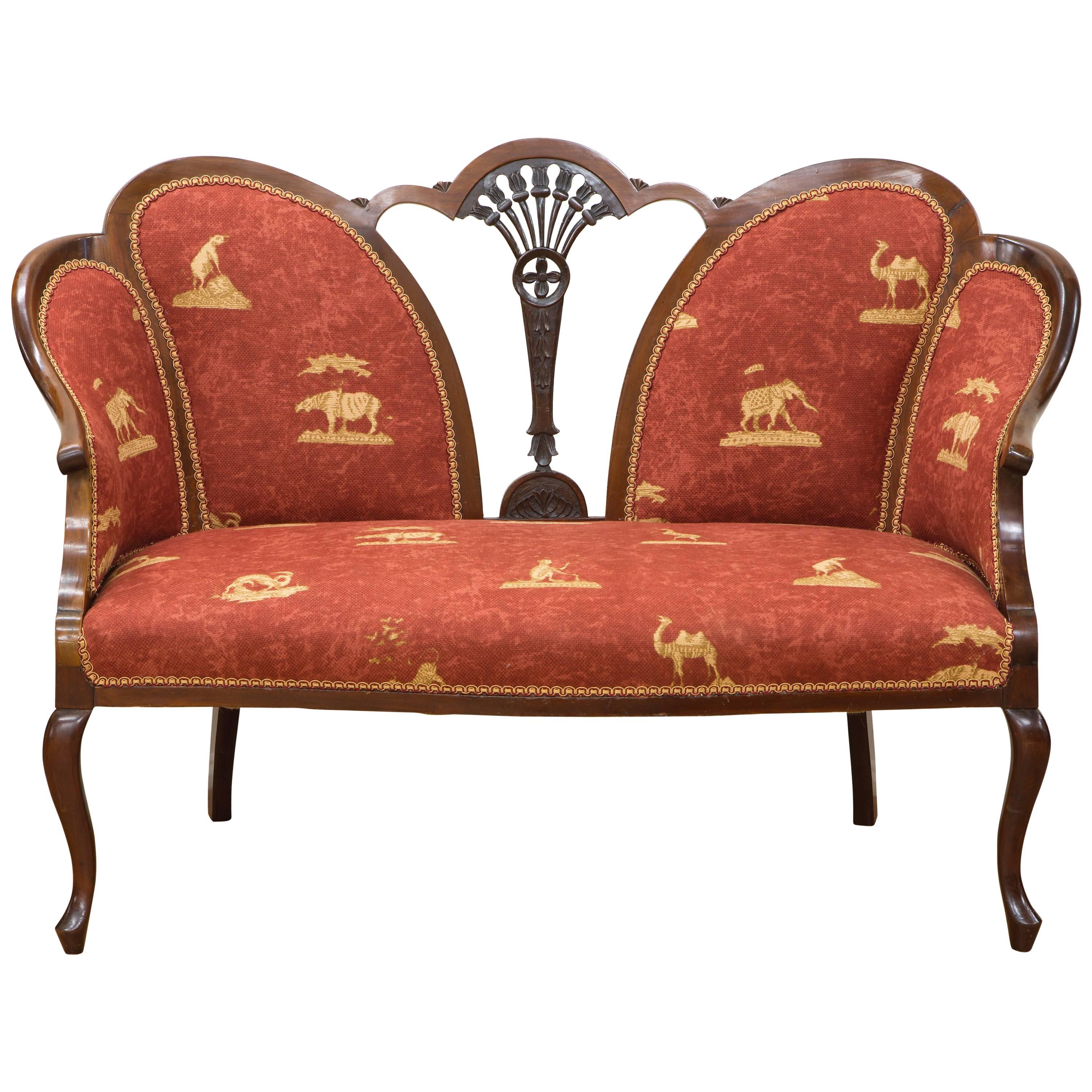 Edwardian Mahogany Two-Seat Settee For Sale