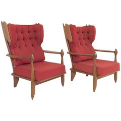 Pair of Guillerme and Chambron Lounge Chairs, 1955, France