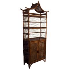 Vintage Rattan and Wicker Bookcase