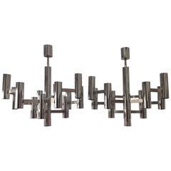 Pair of Gaetano Sciolari Chandeliers 1
