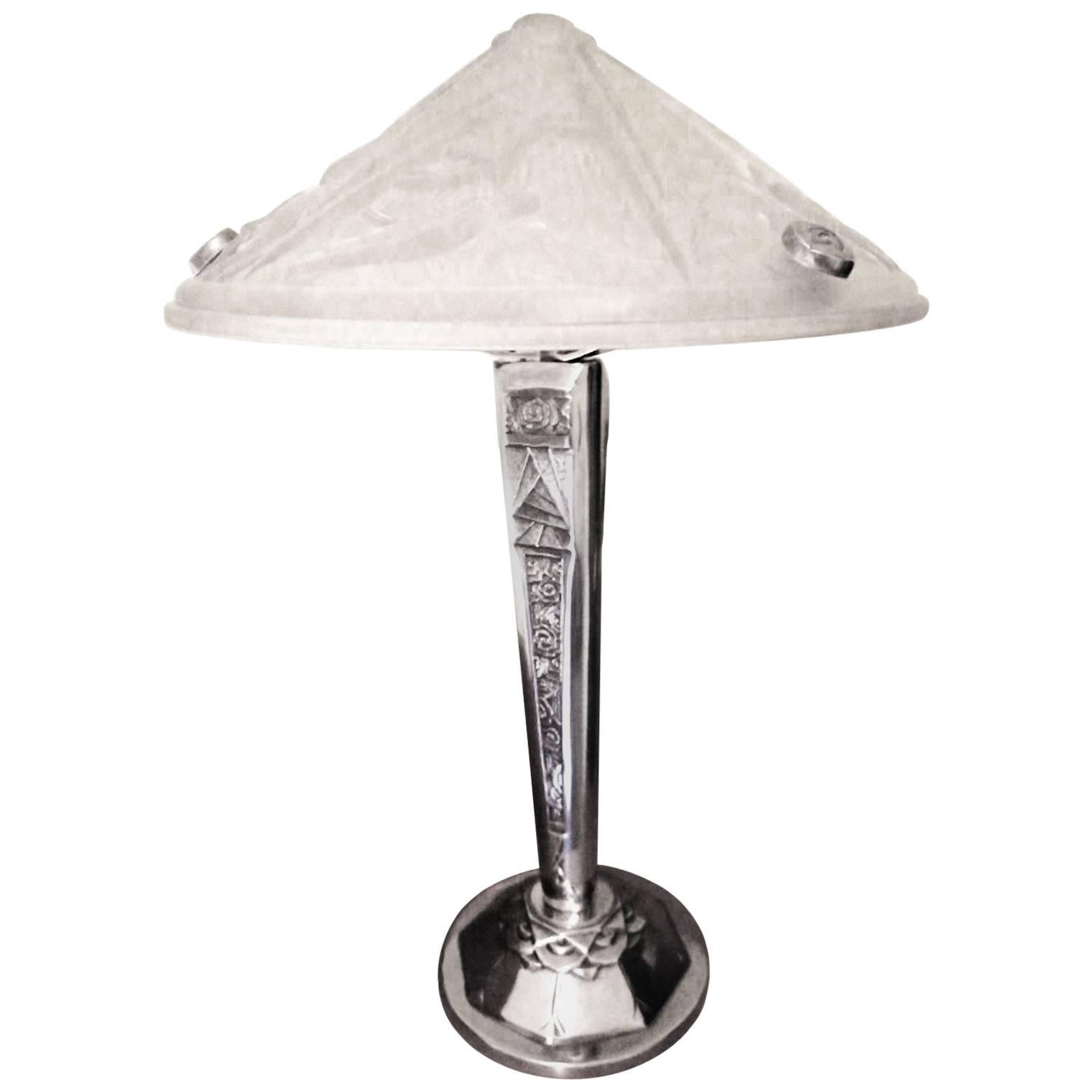 French Art Deco Table Lamp Signed Hanots, circa 1925