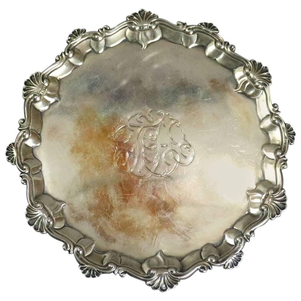 Antique English George III Sterling Silver Footed Salver, Hannam 
Crouch