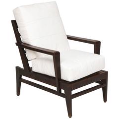 Attributed to Rene Gabriel Dark Wood Oak Lounge Chair Mid-Century, France, 1950s 11