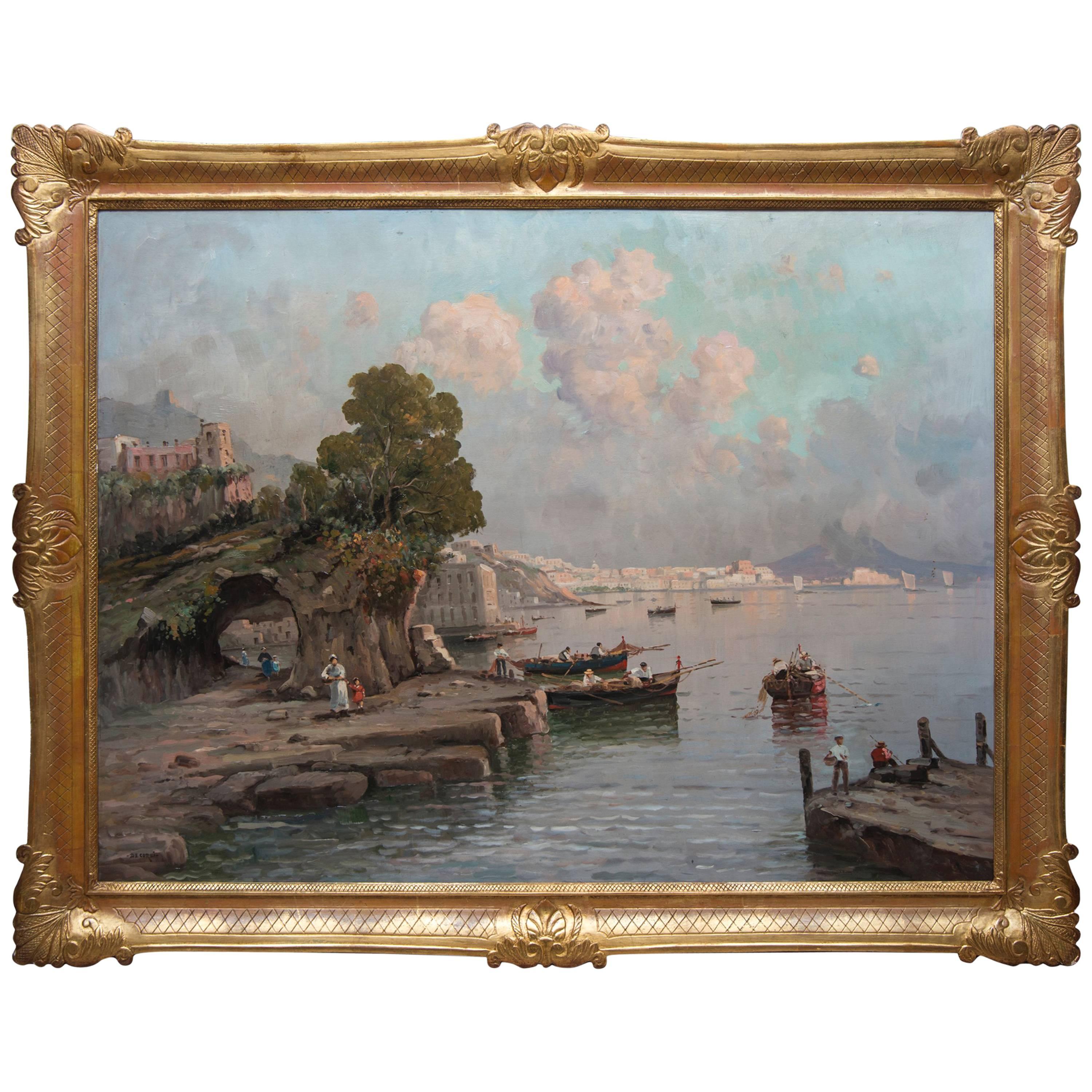 View of the Bay of Naples by Nicolas De Corsi, circa 1920 For Sale