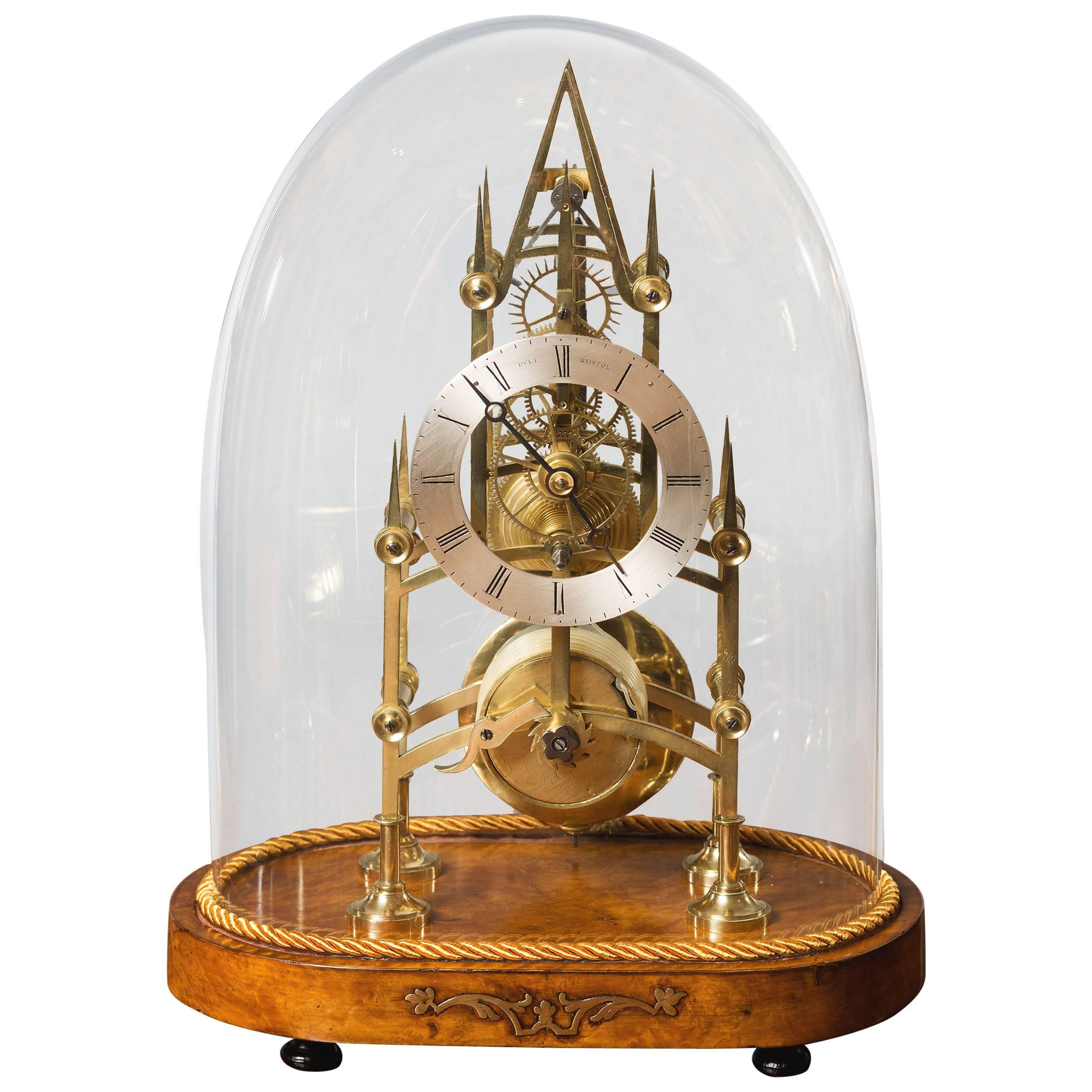 Early Victorian Brass Skeleton Clock For Sale