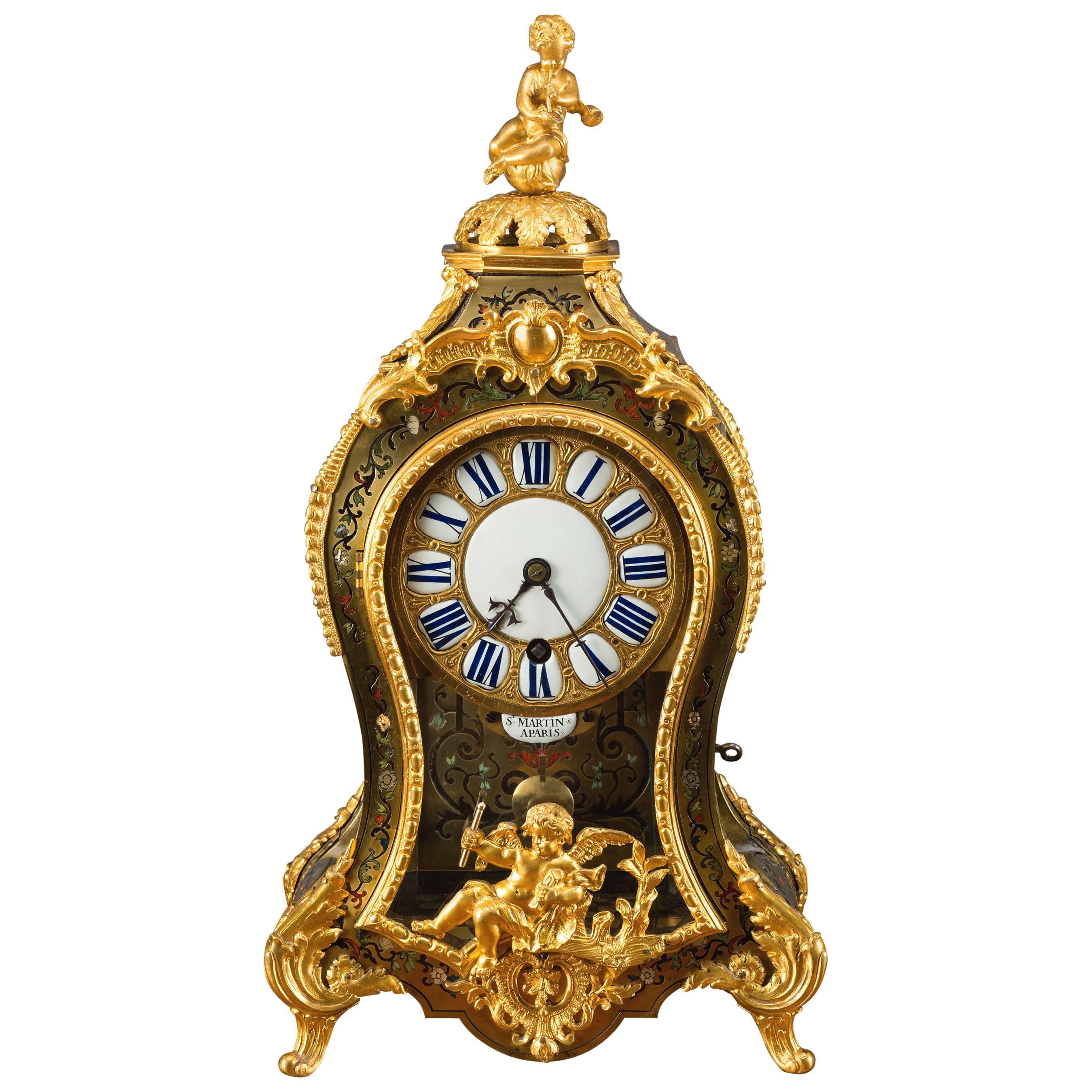 Louis XV Tortoiseshell Boulle clock, circa 1720 For Sale