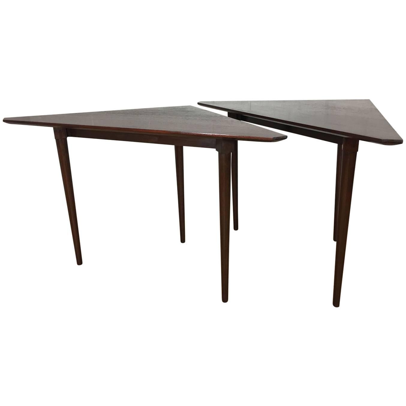 Dunbar Triangular Side Table Pair For Sale