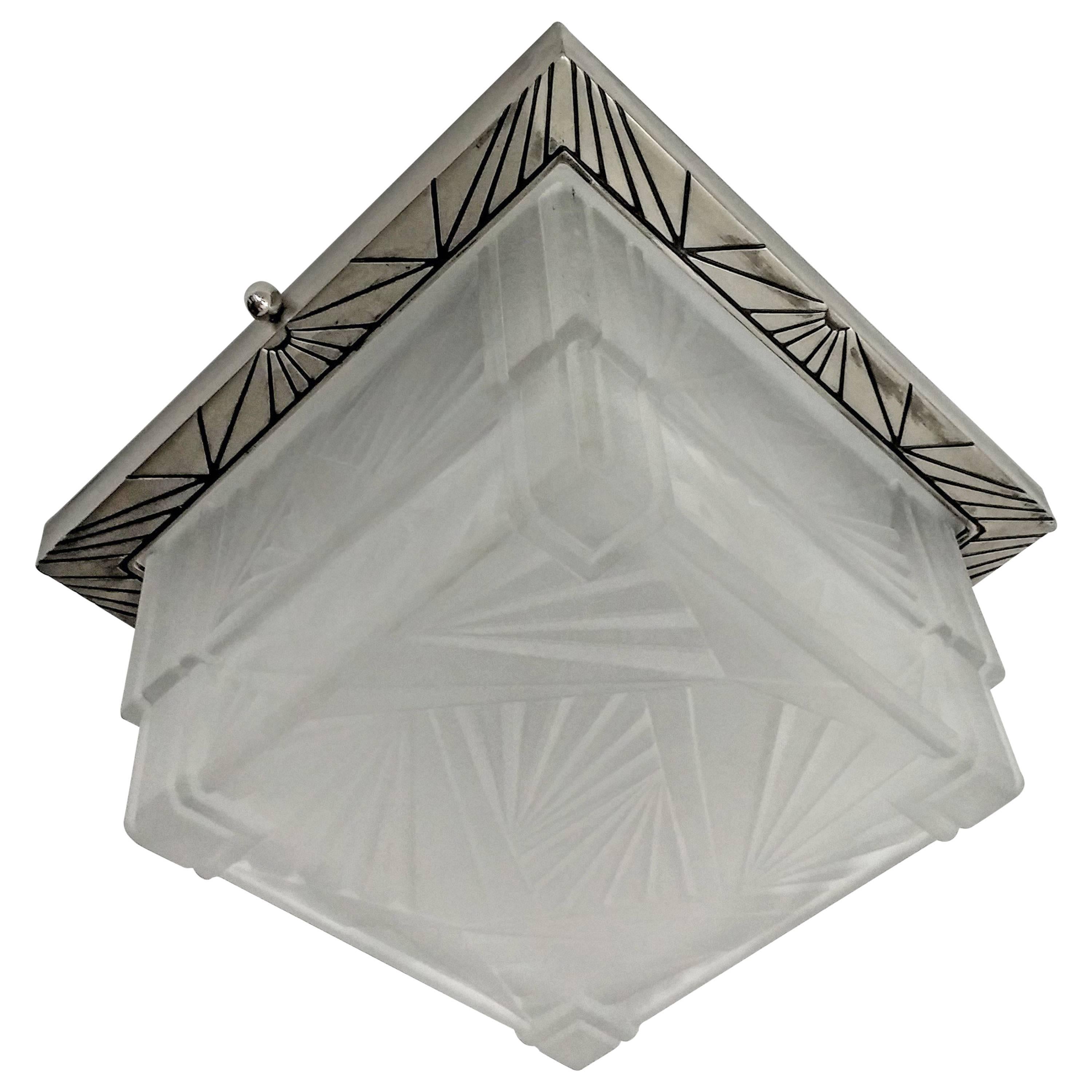 French Art Deco Geometric Flush Mount or Sconces