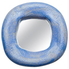 Amazing Ceramic Mirror with Blue and White Glazes Decoration