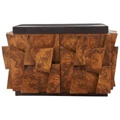 Faceted Burl Credenza by Paul Evans